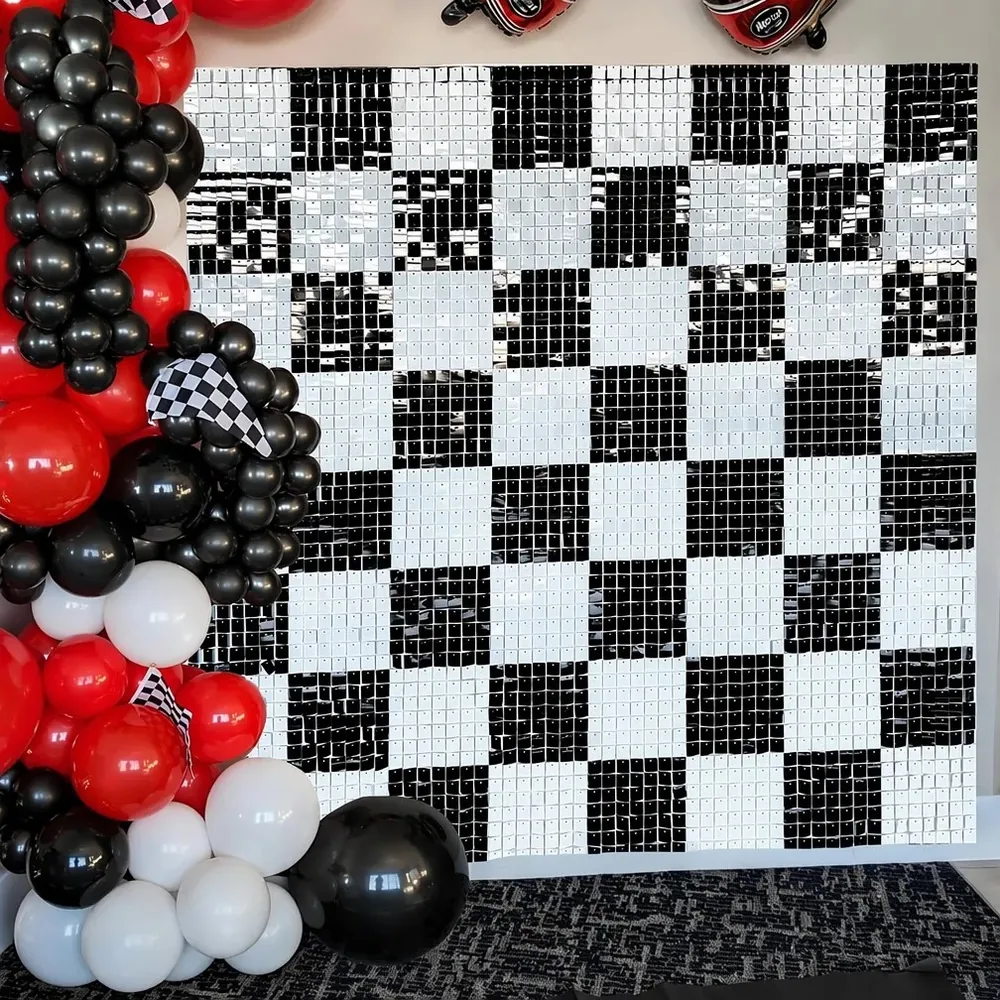 Schwarze Party-Hintergrundpaneele mit Pailletten, schimmernder Wand, 24 Stück, für Event-Fotokabine — Schimmernde Wandpaneele Event-Setup-Foto (PB-03)