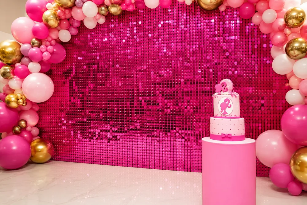 Paneles de fondo de boda de color rojo rosa, pared brillante de lentejuelas, 24 Uds. Para decoración de fiesta — Paneles de pared brillantes foto de configuración del evento (PB-08)
