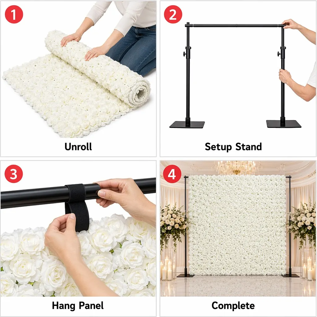 4x7ft Ausschnitt Herz Hintergrund Standrahmen für Hochzeit Verlobungsfeier — Ständer und Rahmen Installationsanleitung (PB-57)