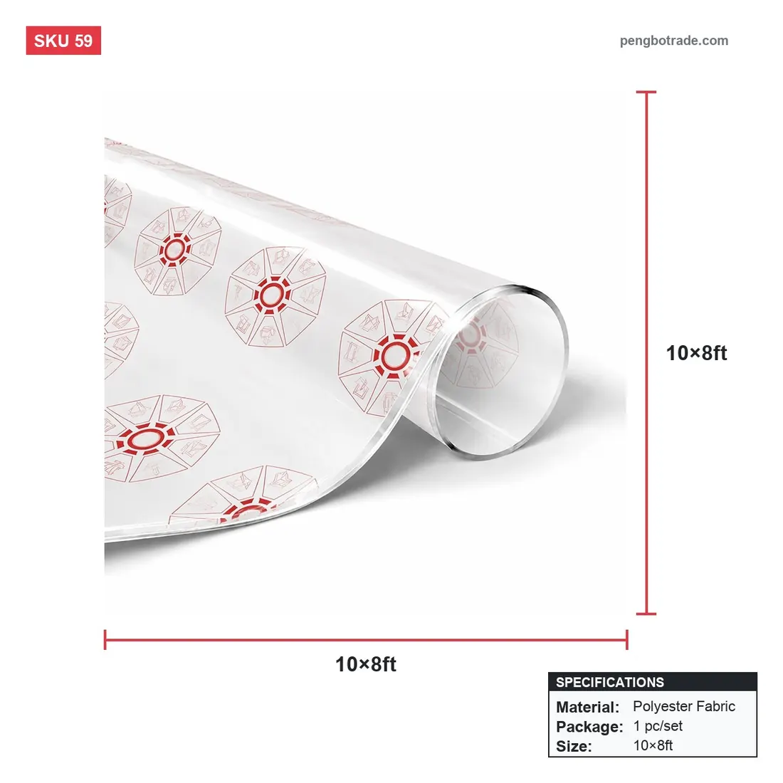 Individuell bedruckte Geburtstags-Hintergrund-Stoffwand für Babyparty, Hochzeitsfeier — Individuelle Stoffhintergründe Größendiagramm (PB-59)